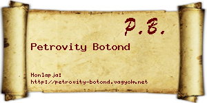 Petrovity Botond névjegykártya